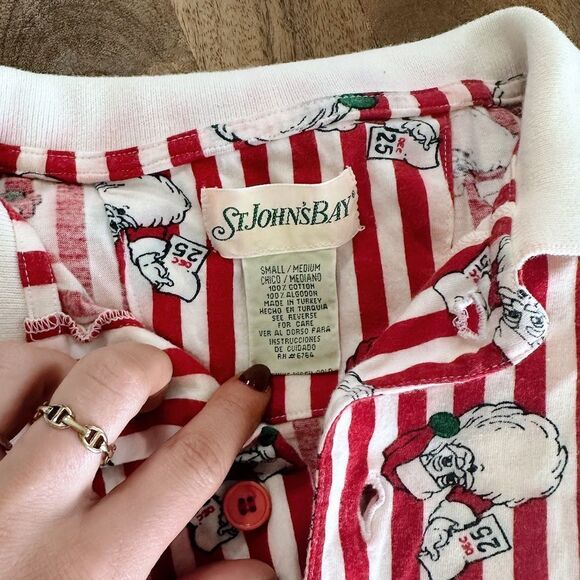 Vintage Santa Clause red and white pinstripe Nightgown - Picture 3 of 4